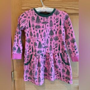 Piccolina Pink Tree Print Sweatshirt Dress Size 6